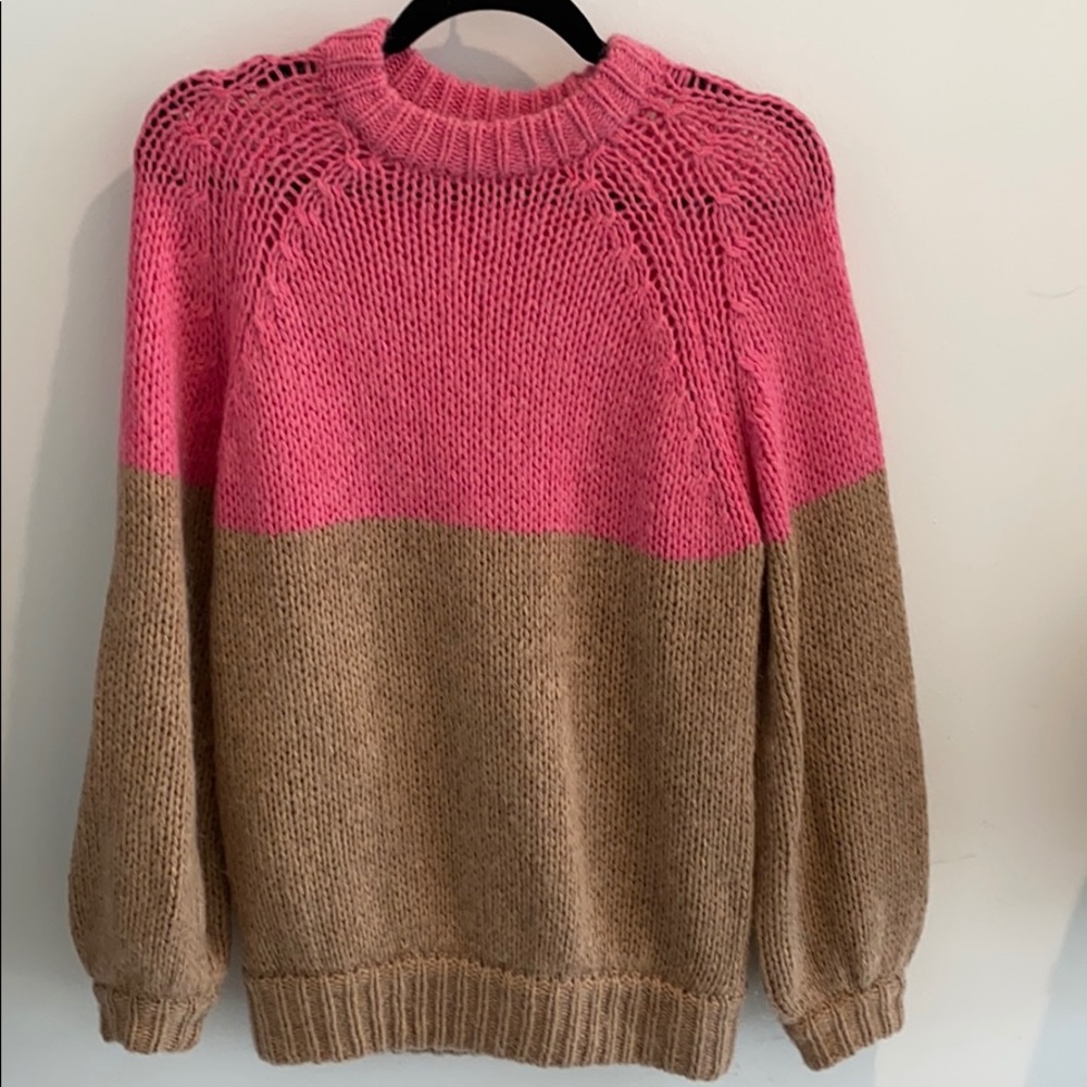 Tan and Pink Knit Sweater